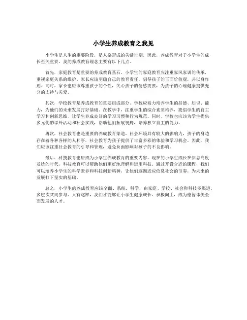 小学生养成教育之我见