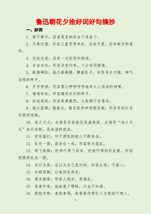 鲁迅朝花夕拾好词好句摘抄