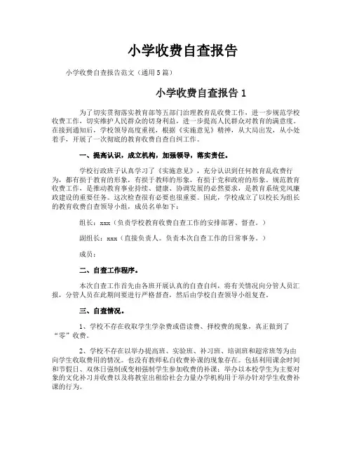 小学收费自查报告