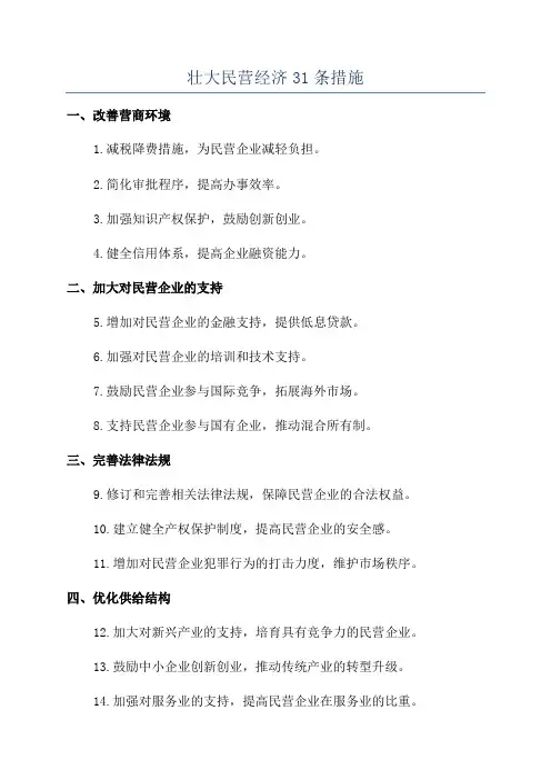壮大民营经济31条措施