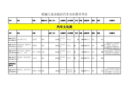 汽车图书目录
