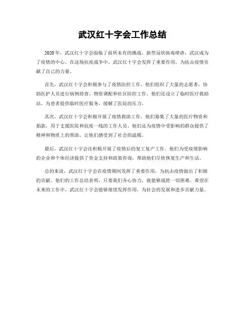 武汉红十字会工作总结