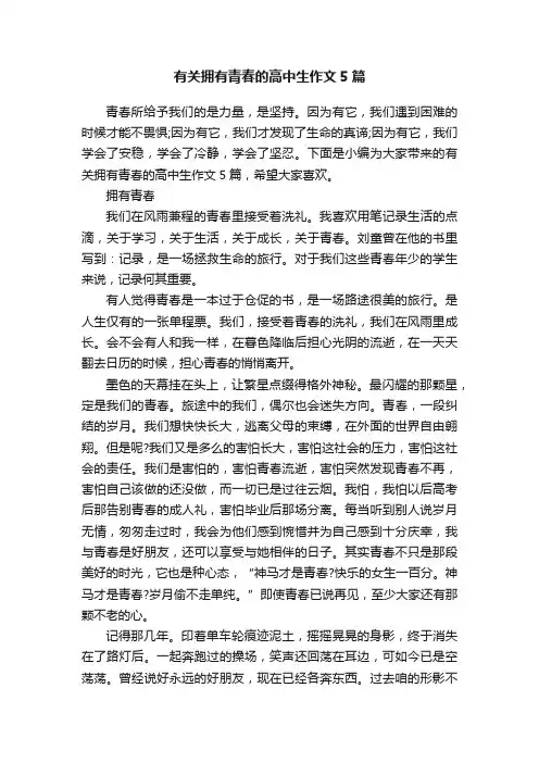 有关拥有青春的高中生作文5篇