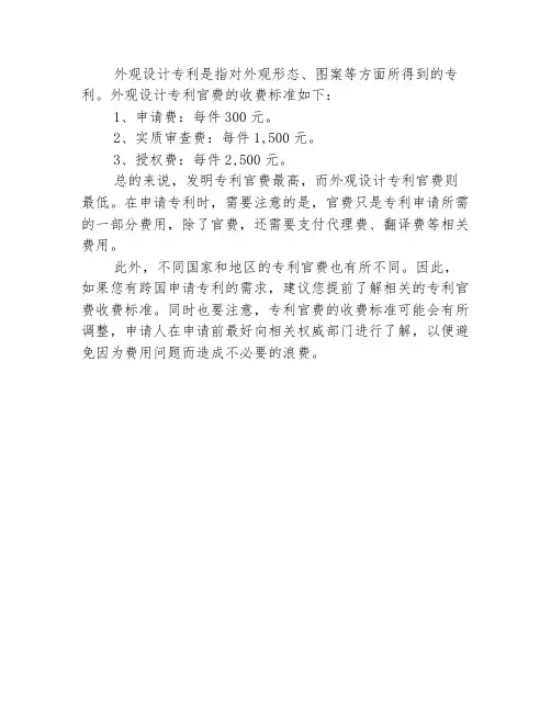 专利官费收费标准