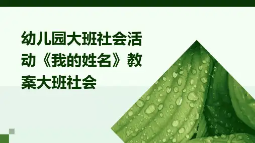幼儿园大班社会活动《我的姓名》教案大班社会