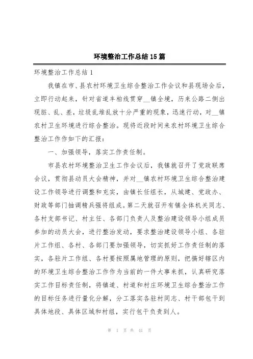 环境整治工作总结15篇