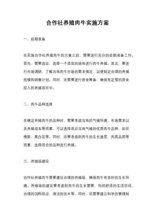 合作社养殖肉牛实施方案