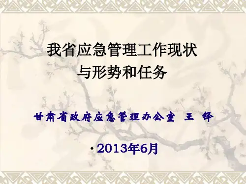 我省应急管理工作现状与形势任务201306