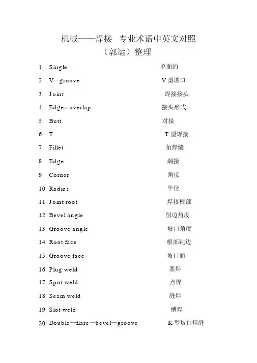 2021年-焊接专业术语中英文对照整理
