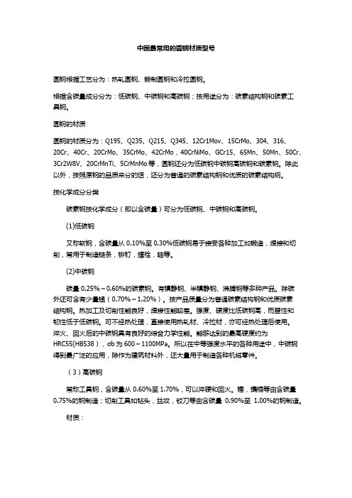 中国最常用的圆钢材质型号