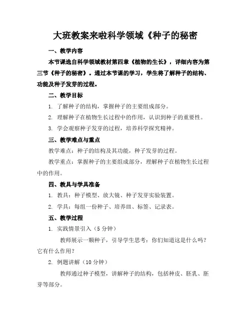 大班教案来啦科学领域《种子的秘密