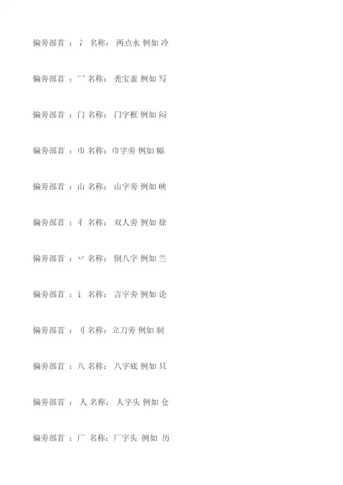 汉字部首名称表
