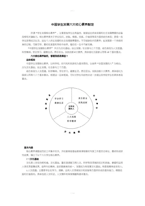 学生发展六大核心素养内容