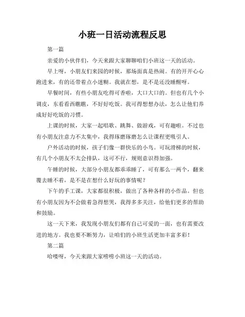 小班一日活动流程反思