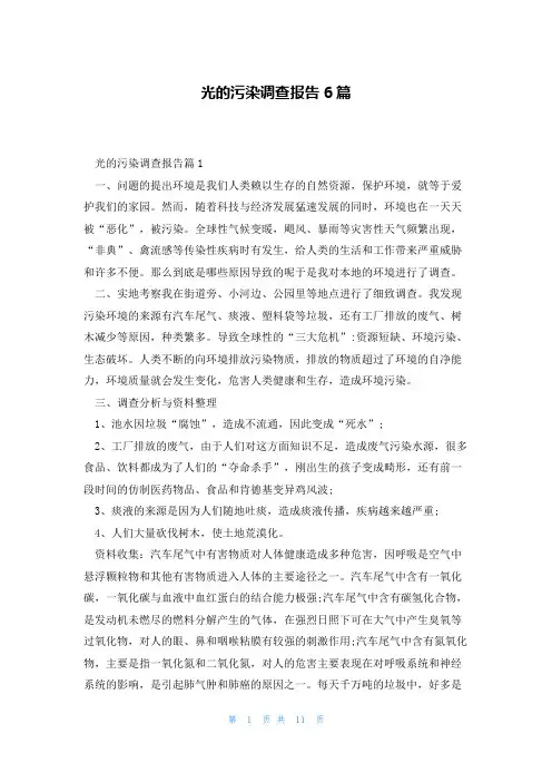 光的污染调查报告6篇