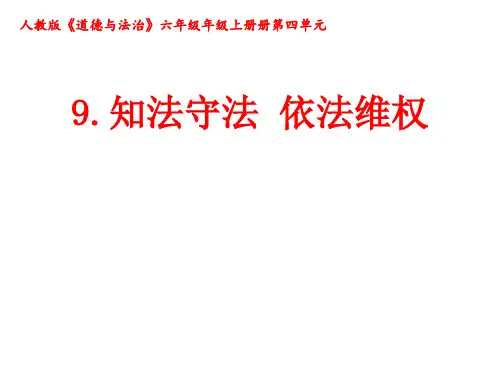 部编人教版六年级道德与法治上册4.9 知法守法 依法维权课件