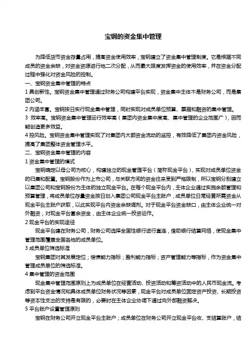宝钢的资金集中管理