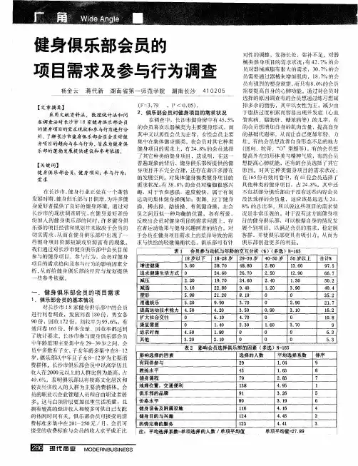 健身俱乐部会员的项目需求及参与行为调查