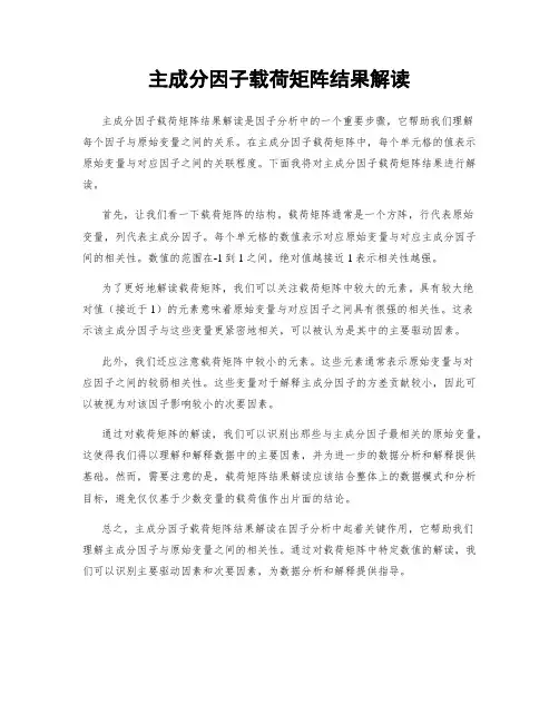 主成分因子载荷矩阵结果解读
