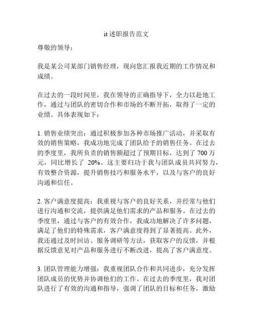 it 述职报告范文