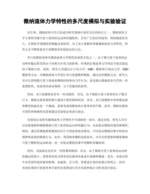 微纳流体力学特性的多尺度模拟与实验验证