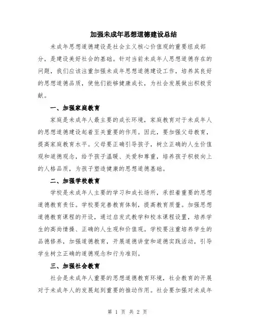 加强未成年思想道德建设总结