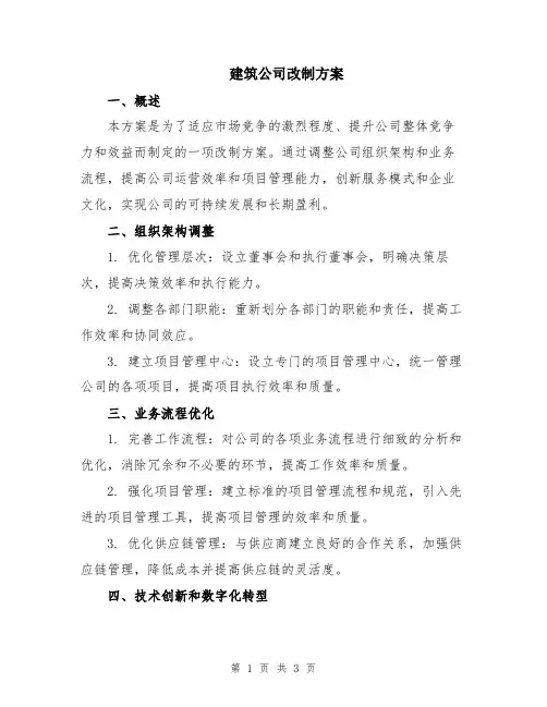 建筑公司改制方案