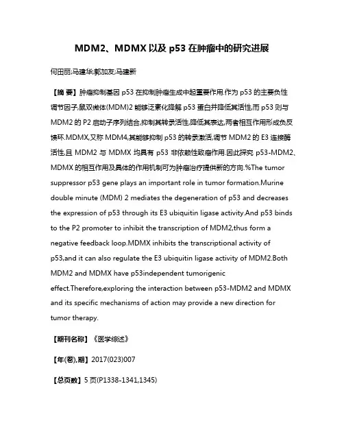 MDM2、MDMX以及p53在肿瘤中的研究进展