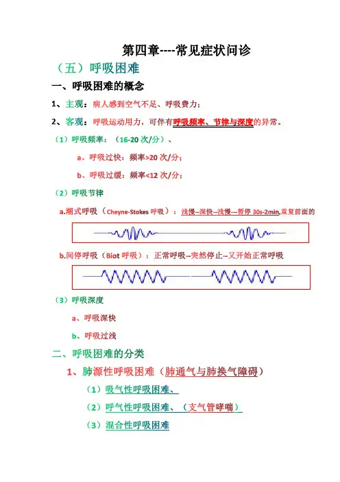 呼吸困难知识要点总结