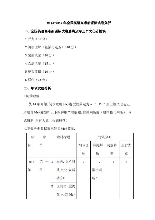 高考英语新课标试卷分析