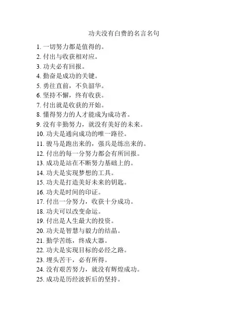 功夫没有白费的名言名句