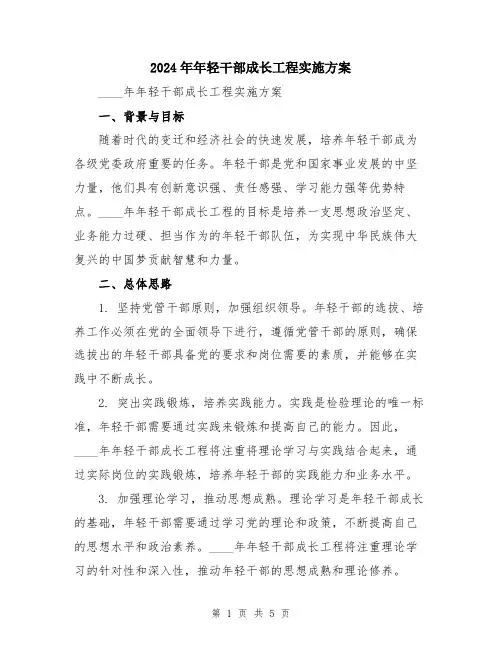 2024年年轻干部成长工程实施方案