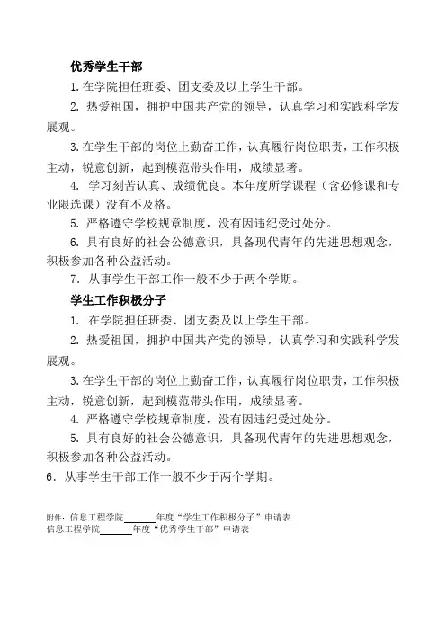 个人评优事宜及申请表1