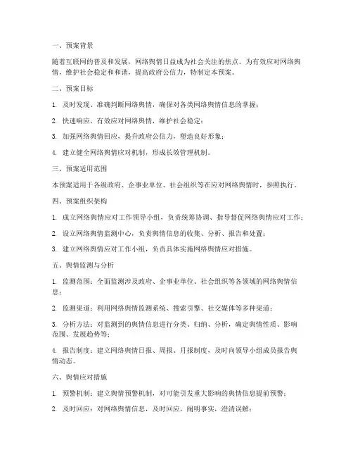 网络舆情回应处置预案范文