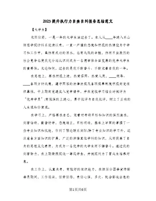 2023提升执行力自查自纠报告总结范文(二篇)