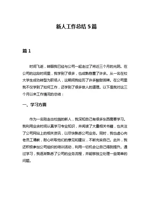 新人工作总结5篇