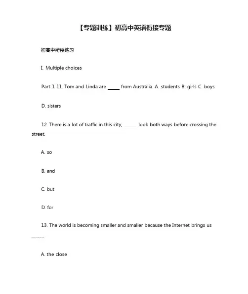 2024【专题训练】初高中英语衔接专题