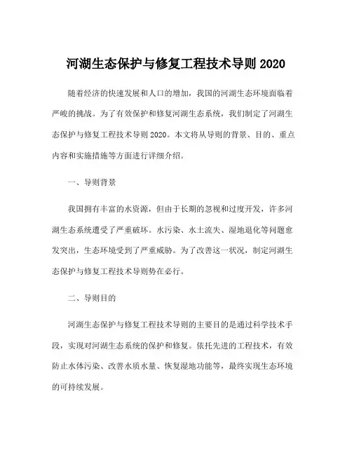 河湖生态保护与修复工程技术导则2020
