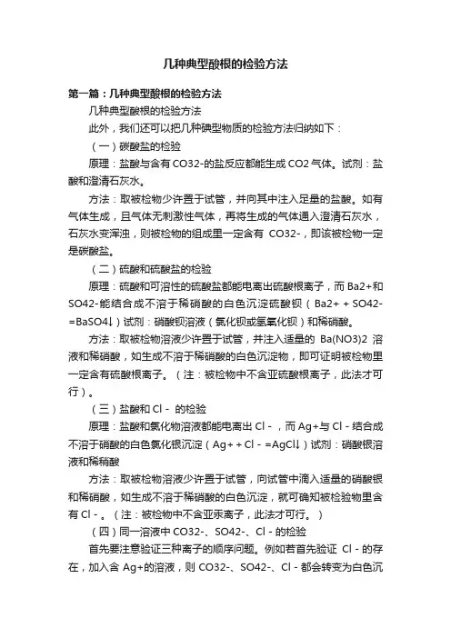 几种典型酸根的检验方法