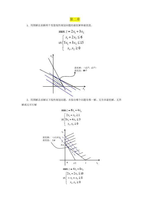 茹少锋运筹学课后答案西北大学考研第二章到第十章分解