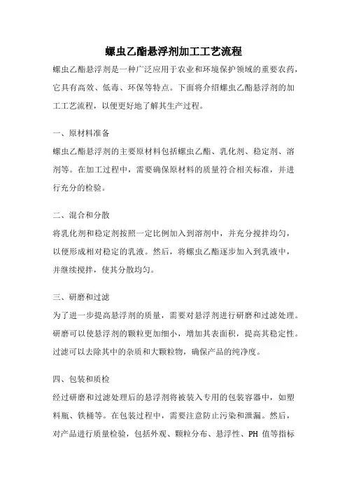 螺虫乙酯悬浮剂加工工艺流程