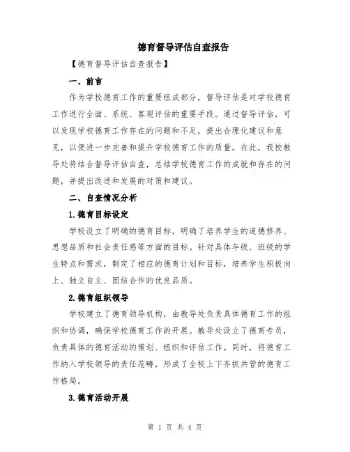 德育督导评估自查报告
