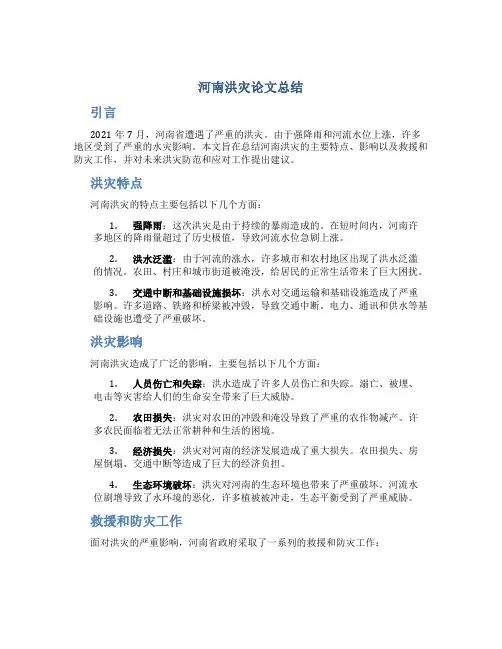 河南洪灾论文总结