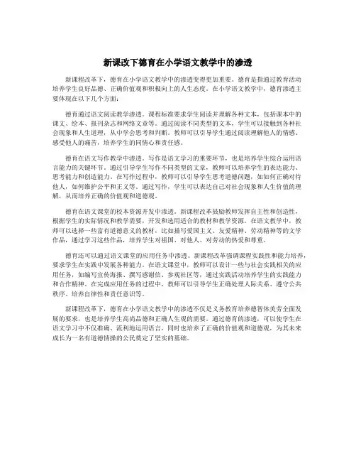 新课改下德育在小学语文教学中的渗透