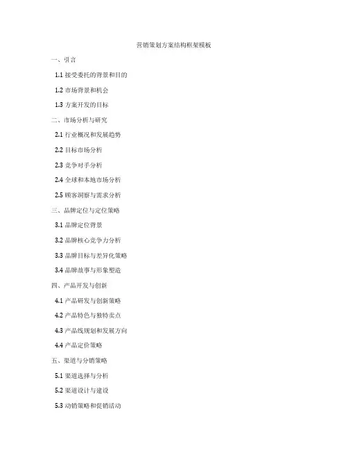 营销策划方案结构框架模板