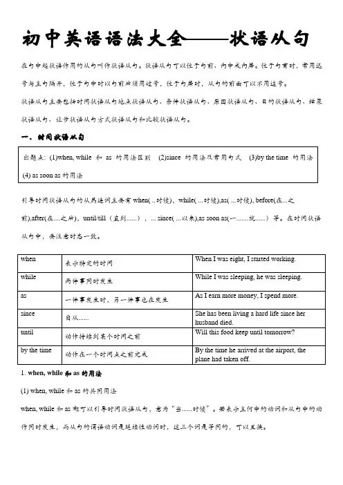 初中英语语法大全——状语从句