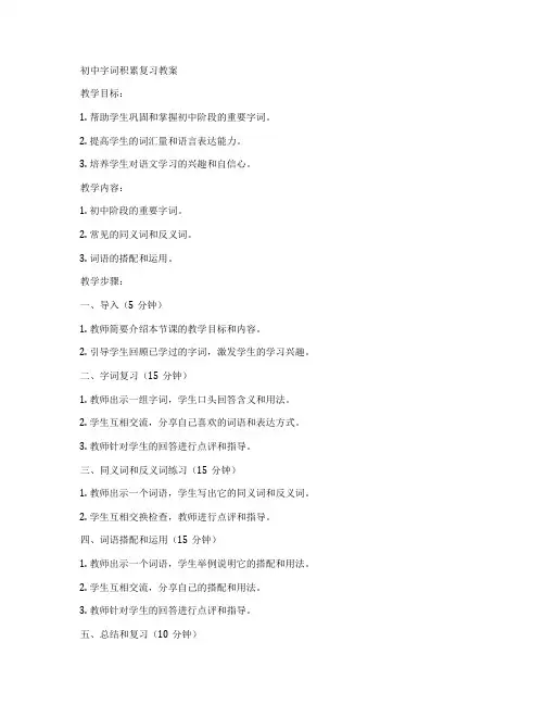 初中字词积累复习教案