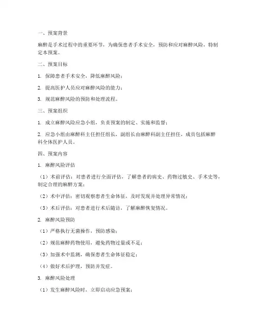 麻醉风险的应急预案
