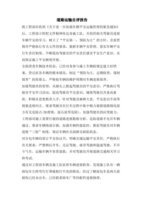 道路运输自评报告