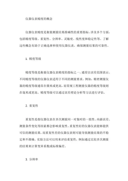 仪器仪表精度的概念